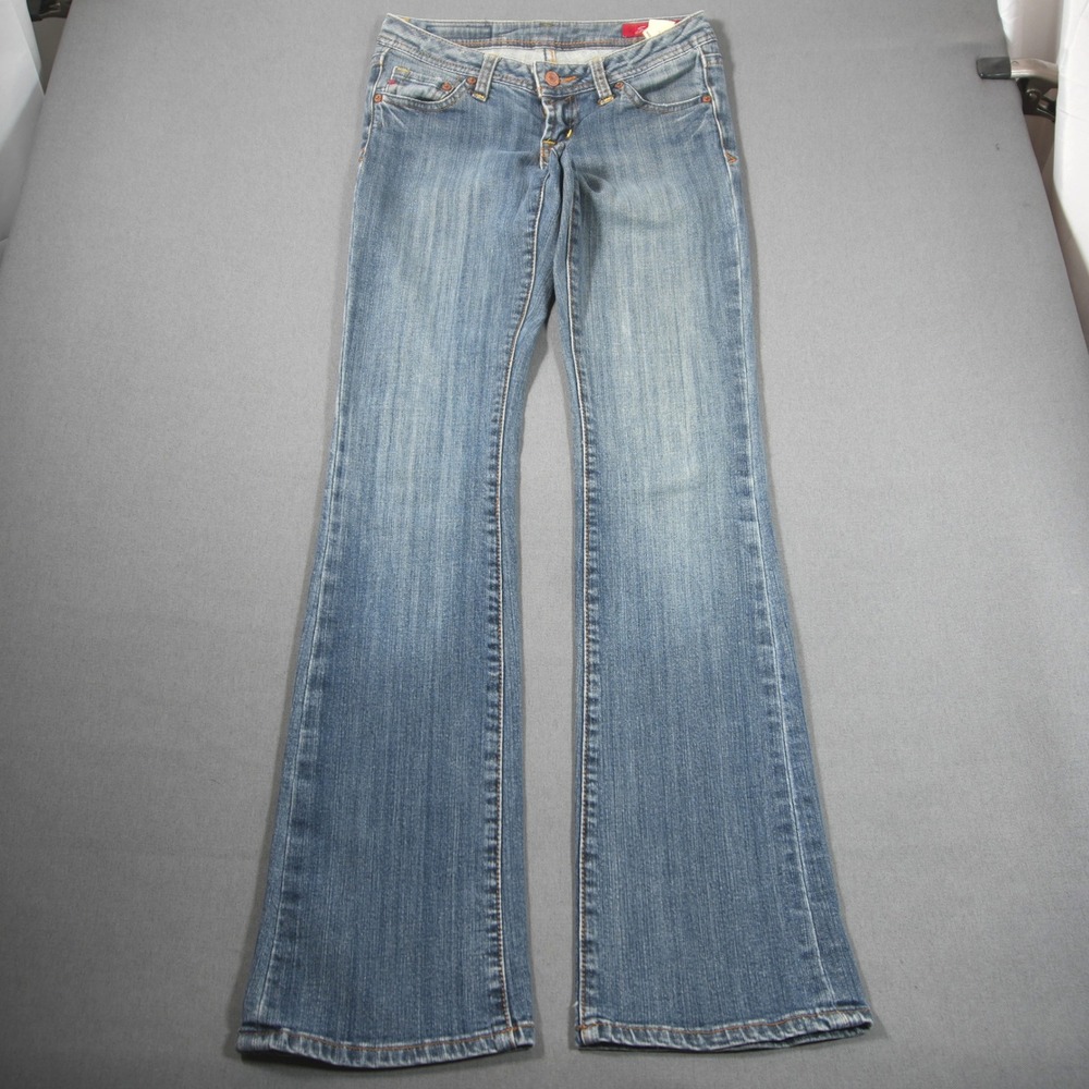 Y2K VTG Seven7 Flare Low Rise Boot Cut Stretch Women Jeans 26x32 Fade